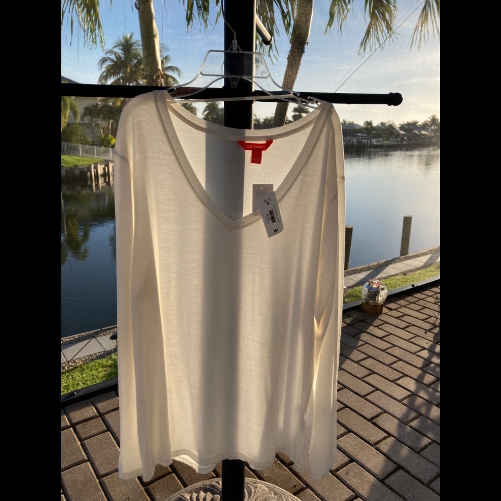 💙JOE FRESH 3X WHITE LONG SLEEVE TEE SHIRT TOP NWT